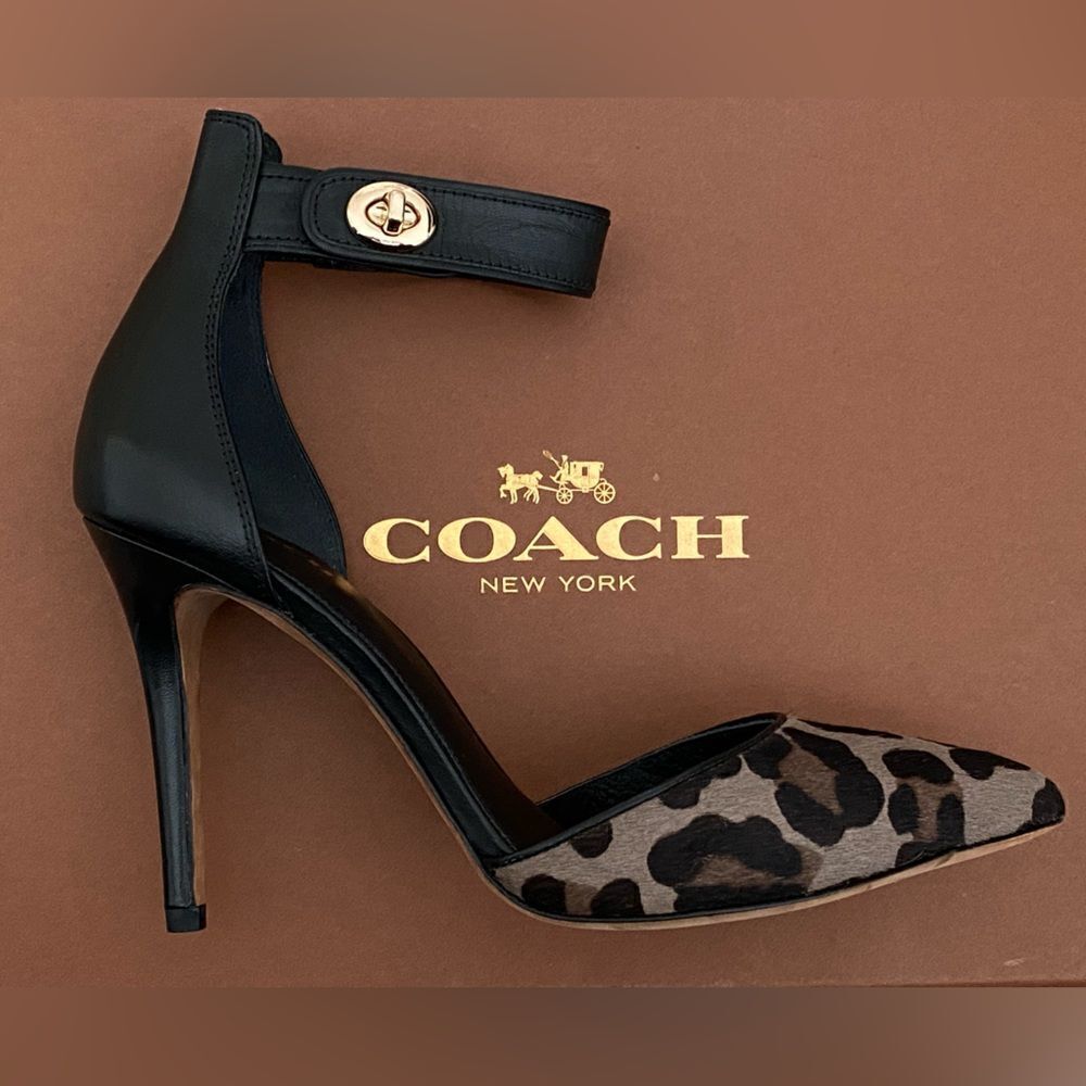 New Coach Houston Ocelot Calf Hair Calfskin Heels - Picture 13 of 13